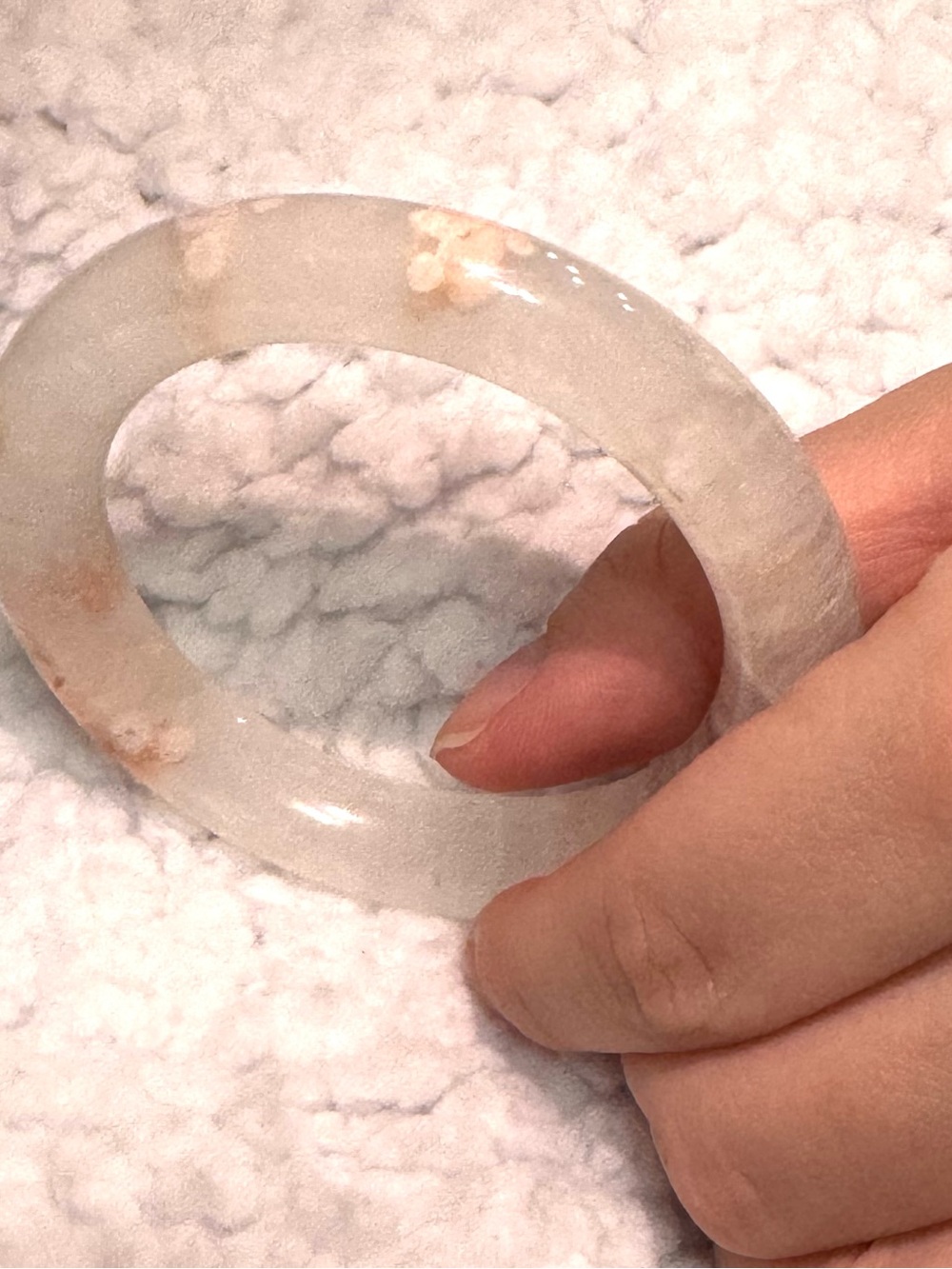 Nature Untreated Agate Bangle Floating Flowers Jade Bracelet